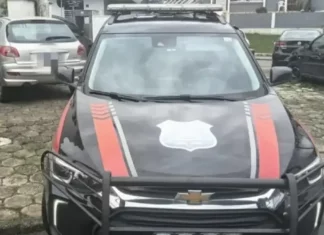 Viatura da Guarda Municipal de São José, que prendeu um homem suspeito de furtar um estabelecimento comercial no bairro Campinas.