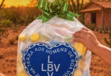 Cesta de alimentos da LBV utilizada na campanha de Natal que pretende arrecadar doações para distribuir mais de 40 mil cestas a famílias em situação de vulnerabilidade social no Brasil.