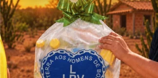 Cesta de alimentos da LBV utilizada na campanha de Natal que pretende arrecadar doações para distribuir mais de 40 mil cestas a famílias em situação de vulnerabilidade social no Brasil.